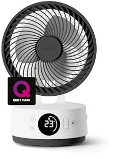 MeacoFan Sefte® 6” Portable Battery Air Circulator | 12 Speeds, 22dB Ultra Quiet, Cordless, Oscillating Desk Fan, Rechargeable + Remote Control, 26h Runtime, 16m Airflow, Replaceable Battery