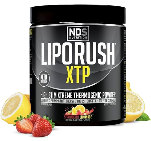 LIPORUSH NDS Nutrition XTP Thermogenic Fat Burner with L-Carnitine - Energy, Focus, and Appetite Control - Extreme Thermogenic Fat Burning Powder Weight Loss - Strawberry Lemonade (45 Servings)