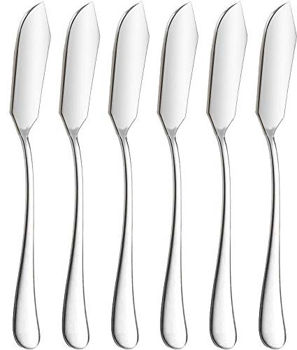 Buttermesser, 6-teiliges Set, 15,2 cm, Edelstahl, Käsestreuer, Crememesser, Besteckservice, Silber
