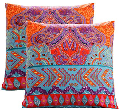 Lanqinglv 2 Set Bohemian Indisch Kissenbezug 80x80 cm-100g Mikrofaser Hochwertiges Kopfkissen Boho Kissenbezüge