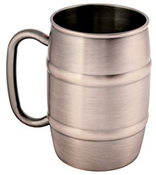 APS 93364 BEER MUG Edelstahl-Fass-Becher, Antik-Look, Ø 8, 5 x 13 cm, 0, 5 l, Kupfer antik