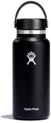 Hydro Flask - Water Bottle 946 ml (32 oz) - Vacuum Insulated Stainless Steel Water Bottle with Leak Proof Flex Cap and Powder Coat - Wide Mouth - Black