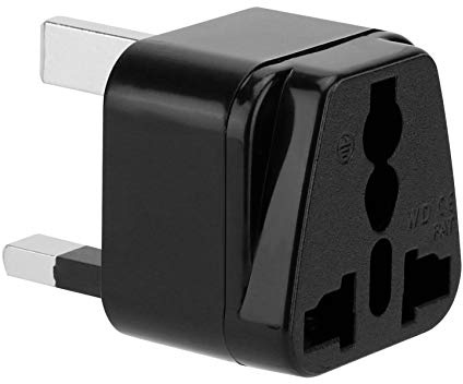 INTIRILIFE 4X Adattatore Presa in Nero - Set di 4 adattatori da Viaggio Tipo G per Prese per Germania, Italia, Spagna, Francia - convertitore convertitore