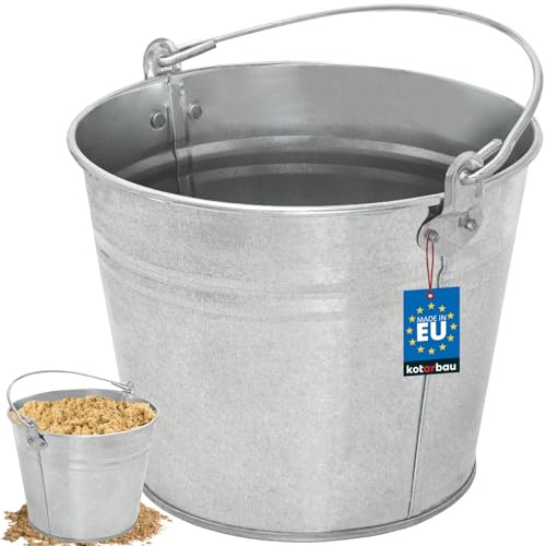 KOTARBAU® Secchio Metallo - Acciaio Zincato - 5 L - Argento - Secchio Muratore - per Cenere - Acqua