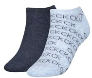 Calvin Klein Women's All Over Logo Sneaker Socks (Pack of 2), White, One Size