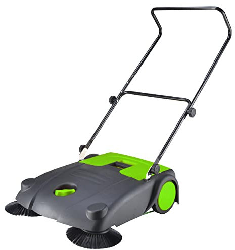 Teien Barredora de mano de 14 L, barredora mecánica, barredora de hojas, ancho de trabajo de 70 cm, altura regulable