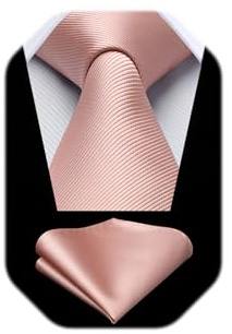 Enlision Pink Tie Boys Necktie with Pocket Square Set Rose Gold Kids Tie for Boy Classic Formal Dusty Blush Neck Strap Youth Neckties for Kids Party School