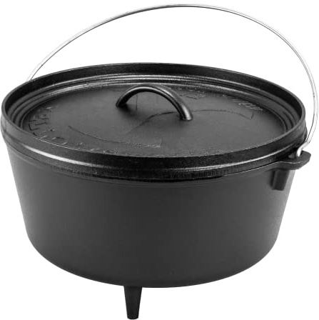 Lodge Pre-Seasoned Yellowstone Stamped Cast Iron Cookware - Use in the Oven, on the Stove, on the Grill, or Over a Campfire - Power Y 8 Quart Dutch Oven