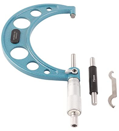 Außenmikrometer Edelstahl Hohe Genauigkeit Bügelmessschraube Dickenmessgerät mit Schlüssel 0,01mm Externes Mikrometer Werkzeug für präzises Messen von Materialstärken (75–100 mm)