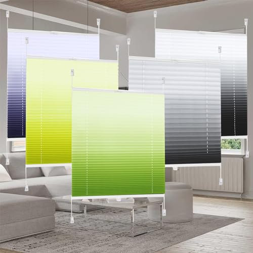 Plissee ohne Bohren Klemmfix 70 x 80 cm Sonnenschutz und Sichtschutz lichtdurchlässig Plisseerollo Jalousie für Fenster mit Klemmträger für Fenster & Tür, Grün