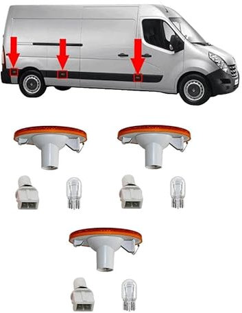 3x For RENAULT Master 3 Side panel marker lens + socket + bulb 261B00001R