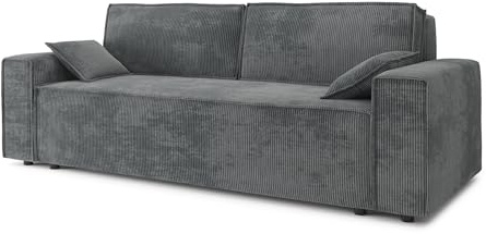 BAÏTA Schlafsofa, rechts, ausziehbar, Marius, 3-Sitzer, aus Cordstoff, Mausgrau