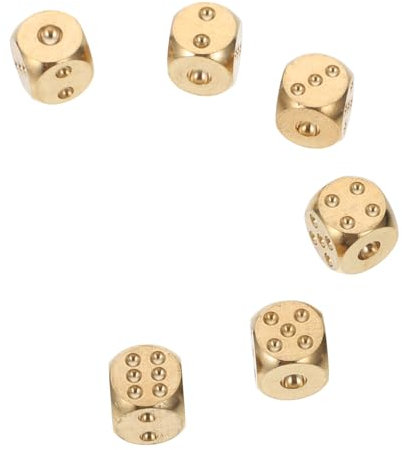 Vaguelly 6 Stück Massive Messingwürfel Spielwürfel Einfache Kleine Würfel Würfel Requisiten Spielzeug Für Mathespiele Und -Events