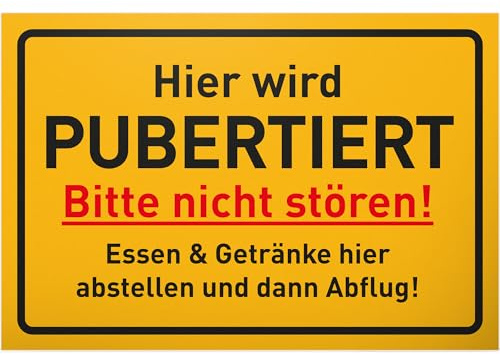 DankeDir! Hier wird pubertiert - Schild 30 x 20 cm - Geschenkidee Teenager Spruch Zimmer Türschild Jungen & Mädchen Jugendzimmer - Dekoration Zimmer Deko Geschenk Idee Jugendliche Tür Deko Geburtstag