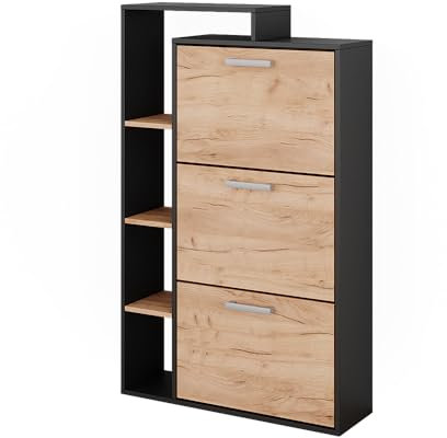 Vicco Schuhkommode Orlando, Goldkraft Eiche, 80 x 128.3 cm mit 3 Fächern