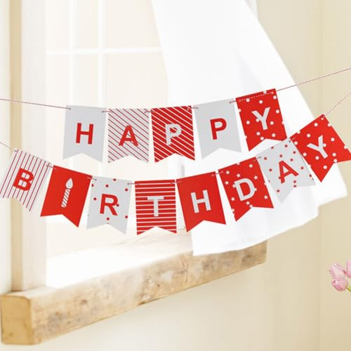 Cartel rojo vibrante de feliz cumpleaños, decoraciones de cumpleaños atrevidas para fiestas, llamativo letrero de cumpleaños y decoración, decoraciones de fiesta imprescindibles para celebraciones