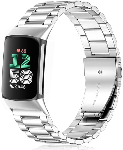 Issinlky Metallband für Charge 6/ Charge 5, Edelstahlarmband für Charge 6/ Charge 5 Damen Herren