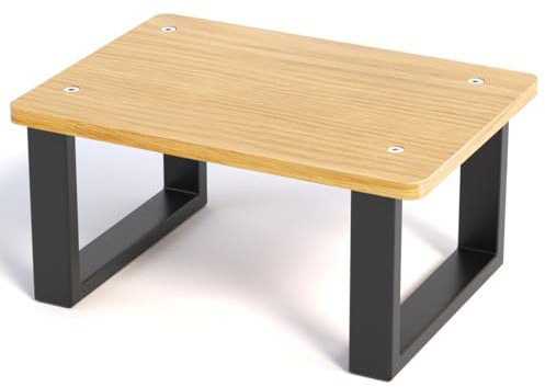 FESAS Mobility One Step Stool for Bathroom Convertible Wood with ABS Plastic Base, Shower Stool for Bed RV Kitchen Camping (Black)