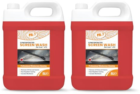FILO Apple Car Screenwash 2x 5L – Concentrated car windscreen washer fluid Works to -4°C – screen wash for cars Prevents Freezing, Clears Dirt, Rain Repellent for Safer Driving