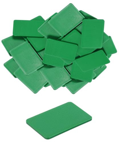 QUARKZMAN 500 Stück Unterlegplatten Kunststoff 60 x 40 x 3 mm Abstandhalter Fliesenkeile Distanzplatten Ausgleichsplatten Keile Distanzklötze Unterlegklotz Distanzhalter, Grün