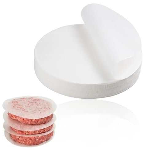 500 Stück Burgerpapier Rund Pergament Papier, Antihaftpapier, runde Trennblätter, Backpapier für Burger, Fleischpasteten, Fleischbällchen, Grillzubehör, antihaftbeschichtete Papierbögen, 10 cm