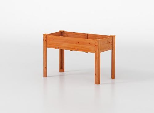 COSTWAY Cama Elevada para Jardín con Patas, Caja de Plantas Elevada de Madera con Agujeros de Drenaje y Espacios para Frutas, Verduras, Hierbas, Huerto Urbano para Patio Jardín Césped (Marrón)