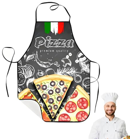 HAZMA 1 Stück Pizza Schürze, Lustige Küchenschürze, Grillschürze Für Männer Lustig,Italienischer Stil Grillschürze Für Männer, Geeignet Für Damen Und Herren, 60 X 80Cm（A）