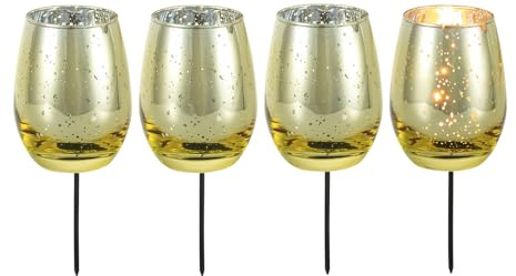 Glasseam Kerzenhalter Adventskranz Deko Teelichthalter: 4er Set Teelichtgläser zum Stecken für Kerzen Adventskranz Gold Teelichtglas für Advent Weihnachten Tischdeko Teelichter