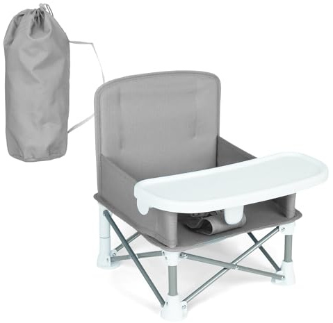 MFSLOVE Tragbare Sitzerhöhung mit Futterschale für Babys Booster Stuhl für 6 Monate bis 3 Jahre Kompakter Faltbarer Sitzerhöhung Babystuhl Reisestuhl