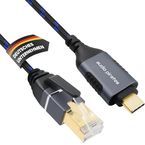 audio pirates Cable adaptador Ethernet USB 3.0 a RJ45 (Gigabit, CAT6A, 1000 Mbps), adaptador de red USB con contactos dorados y carcasa de aluminio, adaptador USB Ethernet (1 paquete, 0,5 m, azul)