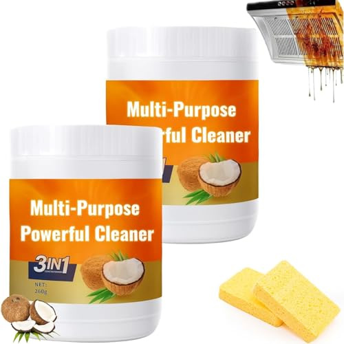 Potente detergente multiuso per cucina, pasta per la pulizia e lucidatura della cucina olio di cocco, il detergente per tutti gli usi rimuove le macchie, le cucine pesanti sfuggire (2pcs)