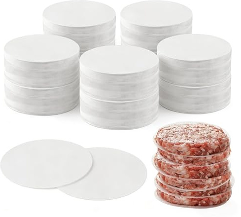 LOLYSIC Lot de 2500 feuilles de papier pour hamburger - 11 cm - Blanc - Rond - Papier sulfurisé - Papier sulfurisé - Papier anti-adhésif pour patties hamburger - Cheeseburger