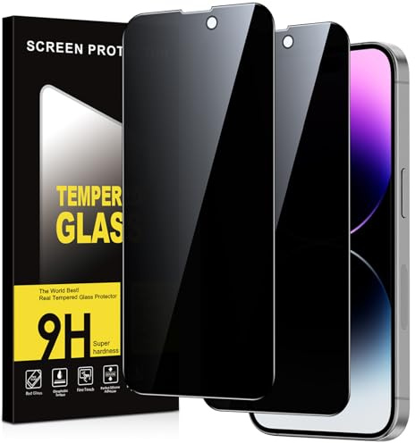 Micnkifo Privacy Pellicola Protettiva per iPhone 14 Pro Vetro Temperato,Durezza 9H Anti-Spy Protezione Schermo,Anti-Graffio Senza Bolle Anti-Spia Vetrino Protettivo,2 Pezzi