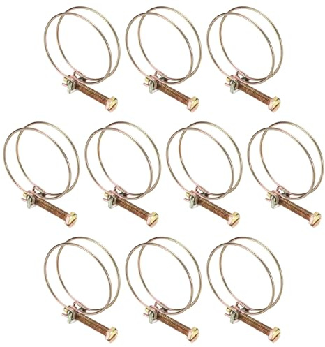 sourcing map 10pcs Adjustable Double Wire Hose Clamp 47-51mm Carbon Steel Wire Hose Clips Pipe Tube Clamps for Dust Collection Rubber PVC Pool Pump Hose
