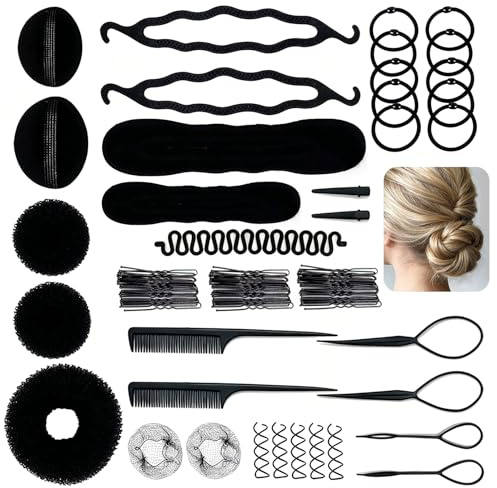 72 Pièces Accessoires De Coiffure,Accessoire Cheveux Femme Multifonction Pour Tresses, Outils de Coiffure DIY, Créez Multiple Coiffures Variées, Indispensable Pour Quotidien, Mariage, Sortie Festive