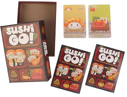Sushi Go, The Pick and Pass Card Game, Family Gathering Board Game Cards Fun Card Game Party Interactive Cards Game Creative Small Gift Holiday Accessory, Multi-colored