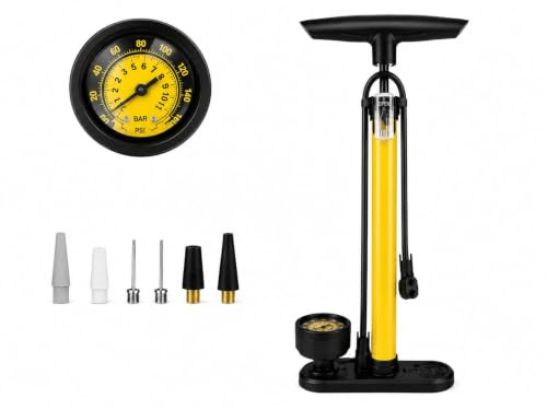 Bike Pump Bicycle Floor Pump Stand Pump Ball Pump With Presta & Schrader Valves For Bike Tyre Sports Ball Balloons Swimming Rings, etc.