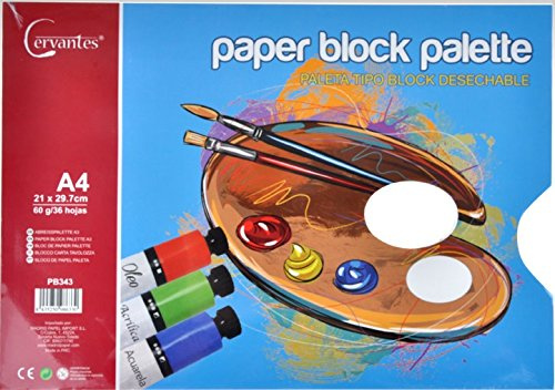 Cervantes PB343 - Paleta tipo block desechable con 36 hojas, A4, 21 x 29.7 cm