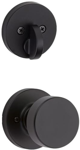 Kwikset 971PSKRDT-514 Single Cylinder Interior Pismo Knob Trim with Round Rose Matte Black Finish
