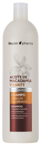 Thader Th Pharma Champú de Leche de Macadamia y Karité ideal para cabello teñido, seco o maltratado, 1000 ml