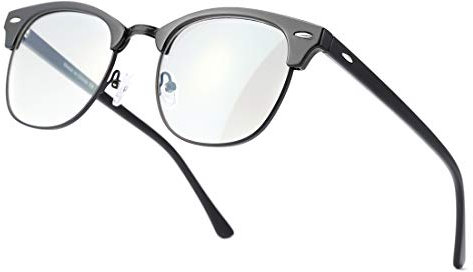 kimorn Blaulichtfilter Brille Halb-Randlos- computerbrille - Anti Müdigkeit, Anti Blaulicht (TV, PC, Bildschirme…) Für verbesserten Schlaf KS052 (Glänzend schwarzer Rahmen/Anti-Blaulichtlinse)
