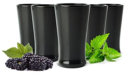 Sendez 6 schwarze Schnapsgläser Tequilagläser Gläser Schnaps Shots Stamper Wodkagläser