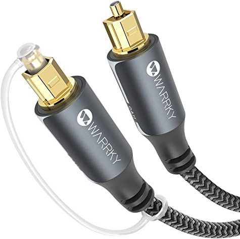WARRKY 1M Optisches Kabel, Toslink kabel, [Nylon geflochten, Vergoldeter Stecker, Aluminiumhülse] Digital Optisch Audiokabel, Kompatibel mit LG/Samsung Soundbar, Stereoanlage, Heimkino, PS4, Xbox