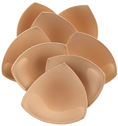 KSang Bra Pads Inserts 4 Pairs - Sewn Edges Breast Padding for Sports Bras Swimsuits Bikini Push up Bra Cups Inserts for B Cup