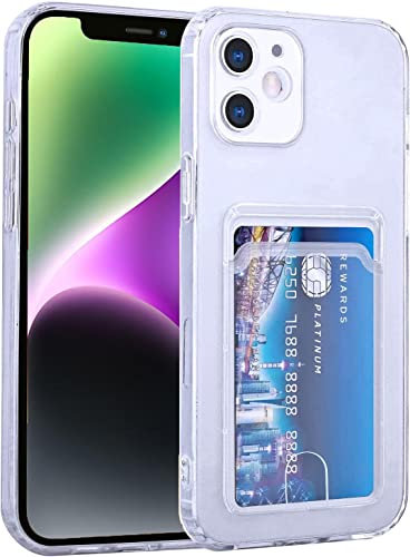 AMPLE Case for iPhone 14, Liquid Silicon Back Card Holder Phone Case, Ultra Slim Soft TPU Shockproof Case with Card Slot, Card Holder Sleeve, Wallet Card for iPhone 14 (CLEAR)