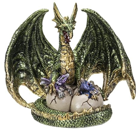Pacific Giftware Grüner Drachen mit schlüpfenden Jungen | Figur Deko Statue