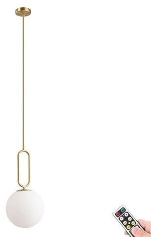 KEFA Lampada a sospensione non cablata a batteria, stile moderno di metà secolo, senza fili, con telecomando e lampadina dimmerabile, per cucina, isola, soggiorno, camera da letto, bar, sala da pranzo