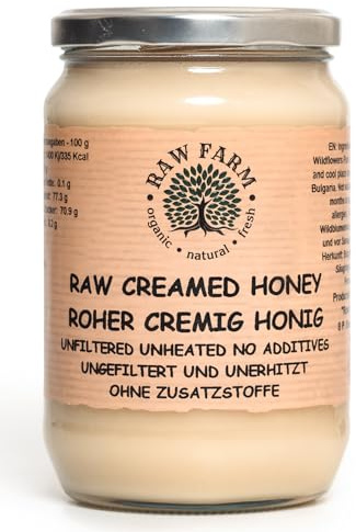 Raw Farm Purer Roher Cremiger Wildblumen Honig - Ungefiltert, unerhitzt, nicht pasteurisiert - 900g