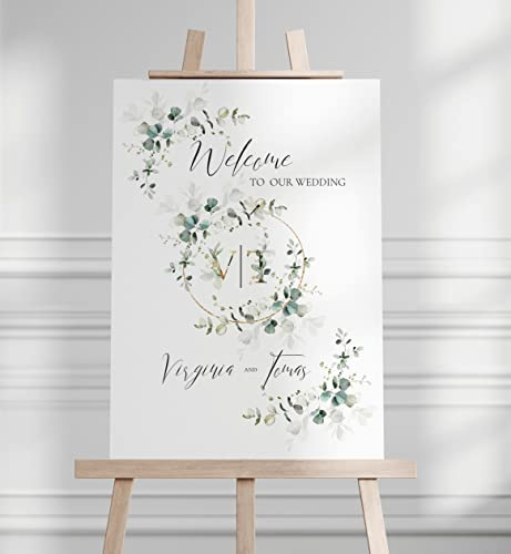 Manschin-Laserdesign Willkommensschild Aluverbund personalisiert - Made in Germany - Welcome Willkommen Schild für Hochzeit (80x55cm)