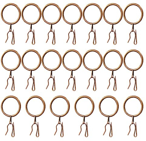 WYAN 20 Pièces Curtain Rings,Anneaux de Rideau Métal und Crochet Rideau Metal,Rideaux de Porte,Rideaux de Douche(Rouge Bronze)
